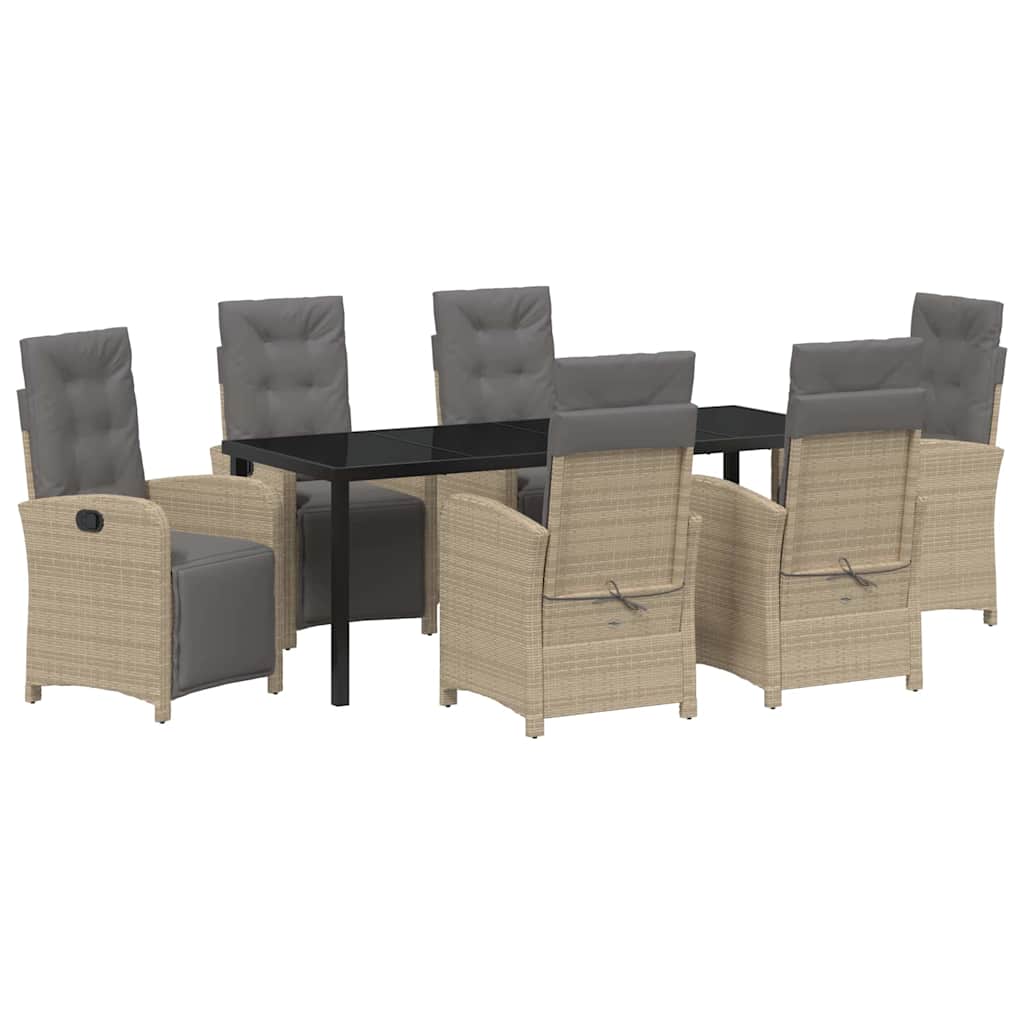 vidaXL Zestaw do jadalni w ogrodzie z poduszką 7 pcs Beżowy polirattan