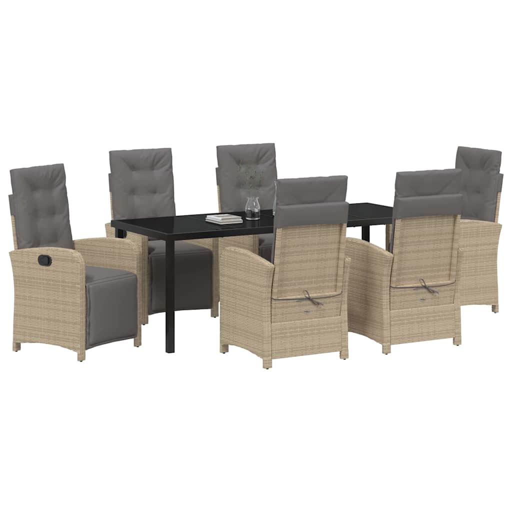 vidaXL Zestaw do jadalni w ogrodzie z poduszką 7 pcs Beżowy polirattan