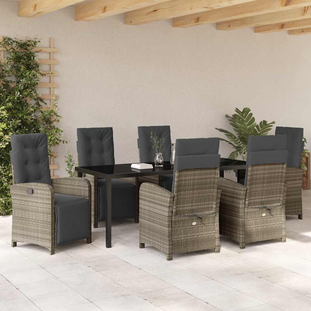 vidaXL Zestaw do jadalni w ogrodzie 7 pcs Jasnoszary polirattan