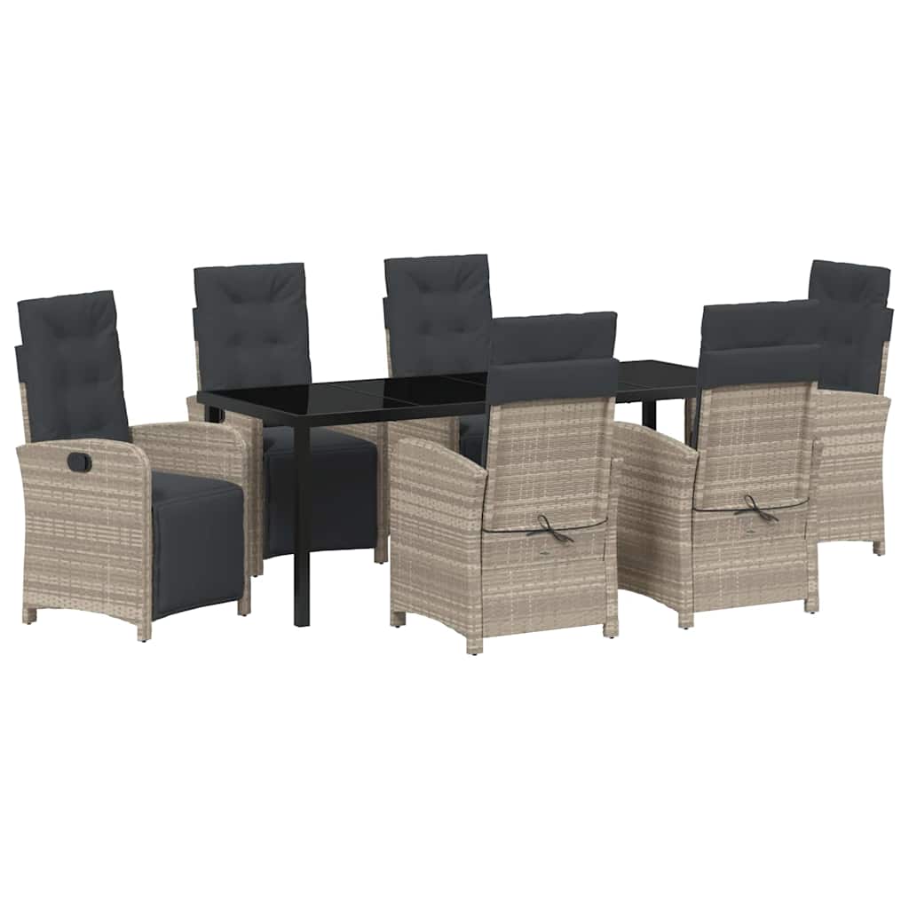 vidaXL Zestaw do jadalni w ogrodzie 7 pcs Jasnoszary polirattan
