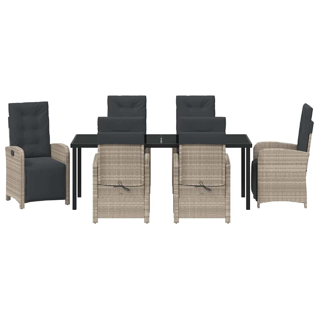 vidaXL Zestaw do jadalni w ogrodzie 7 pcs Jasnoszary polirattan