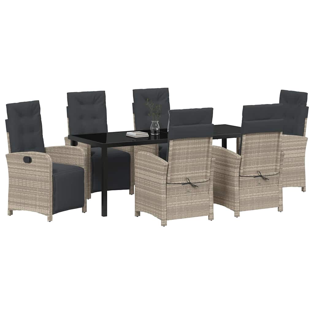 vidaXL Zestaw do jadalni w ogrodzie 7 pcs Jasnoszary polirattan