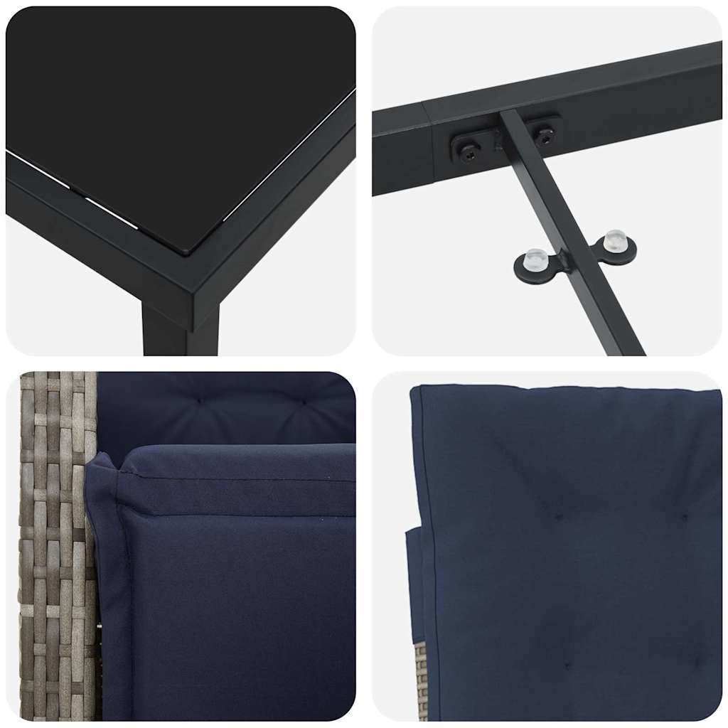 vidaXL Zestaw do jadalni w ogrodzie z poduszką 9 pcs Szary polirattan