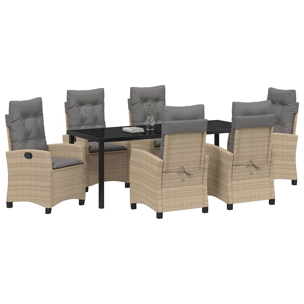 vidaXL Zestaw do jadalni w ogrodzie z poduszką 7 pcs Beżowy polirattan