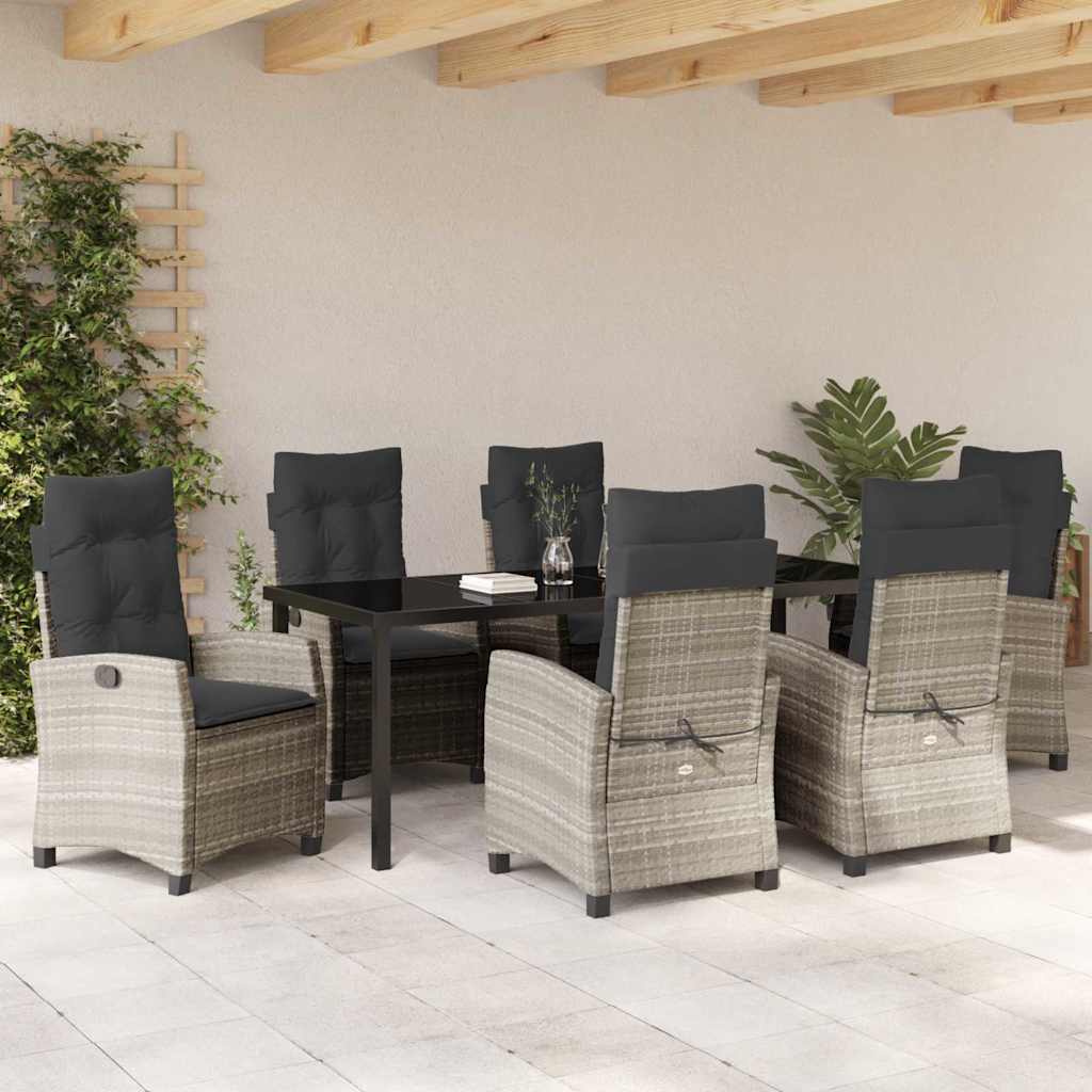 vidaXL Zestaw do jadalni w ogrodzie 7 pcs Jasnoszary polirattan