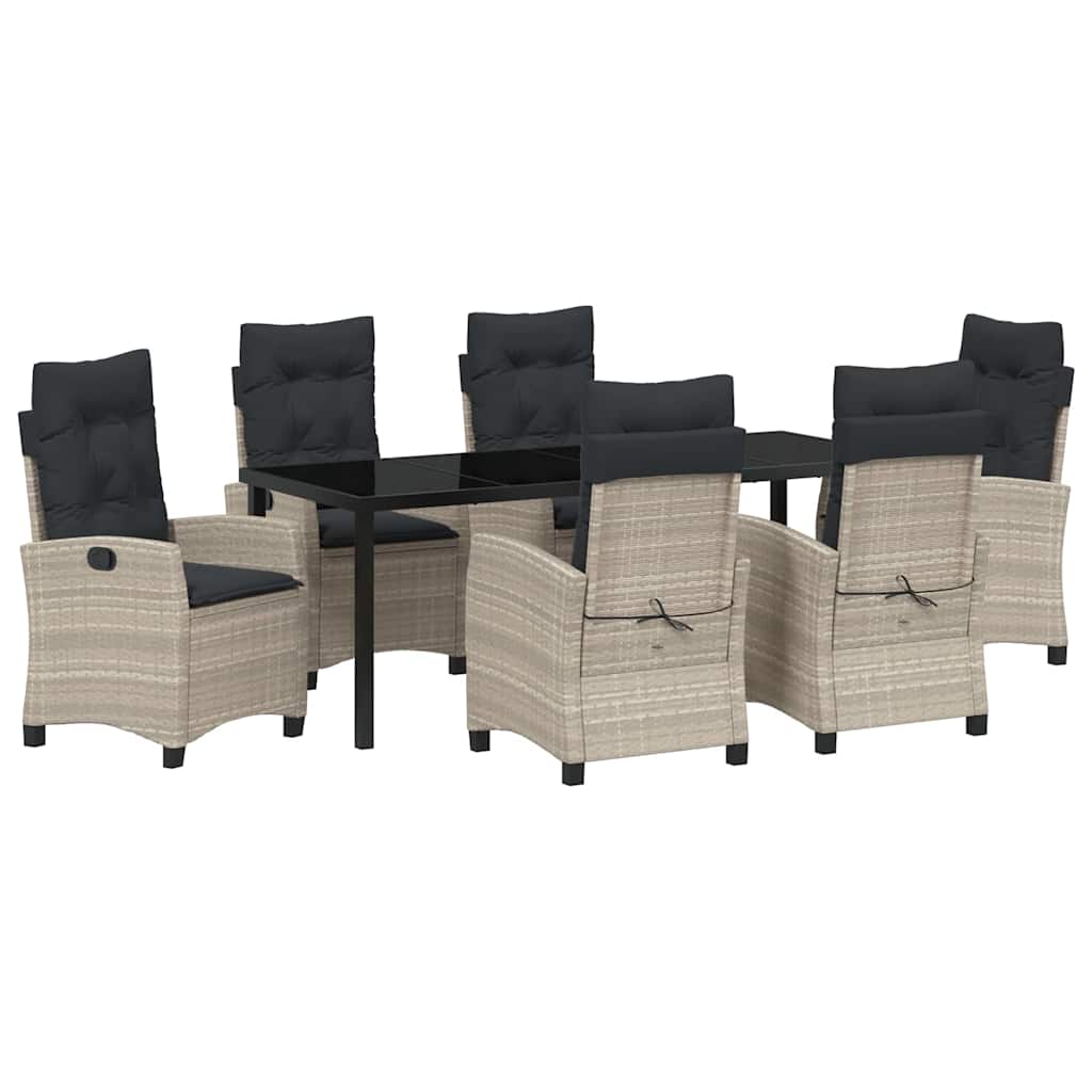 vidaXL Zestaw do jadalni w ogrodzie 7 pcs Jasnoszary polirattan