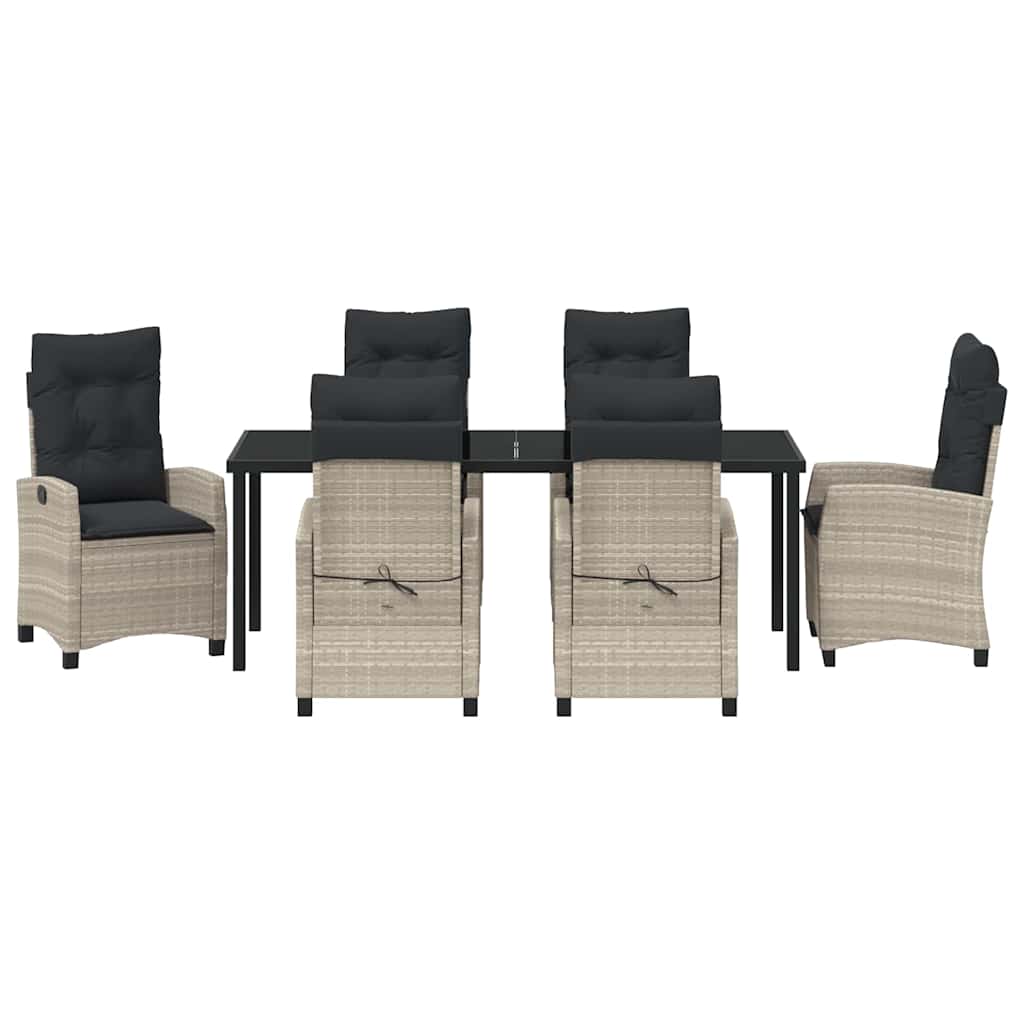 vidaXL Zestaw do jadalni w ogrodzie 7 pcs Jasnoszary polirattan