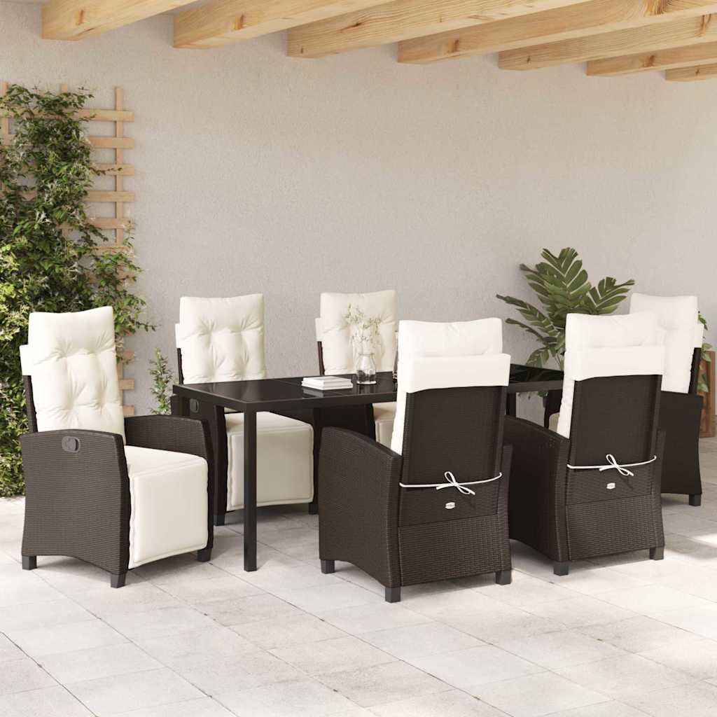 vidaXL Zestaw do jadalni w ogrodzie 7 pcs Brązowy polirattan