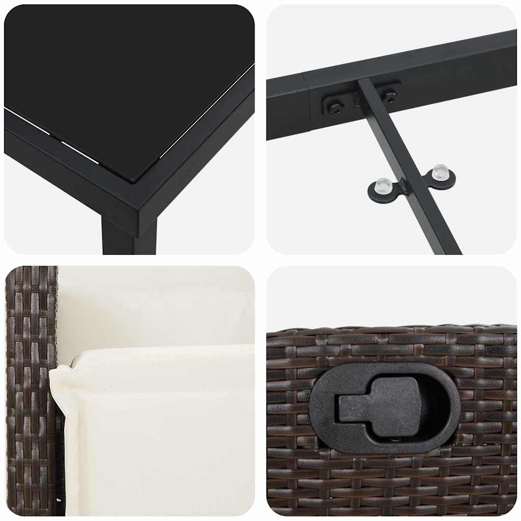vidaXL Zestaw do jadalni w ogrodzie 9 szt. Brązowy polirattan