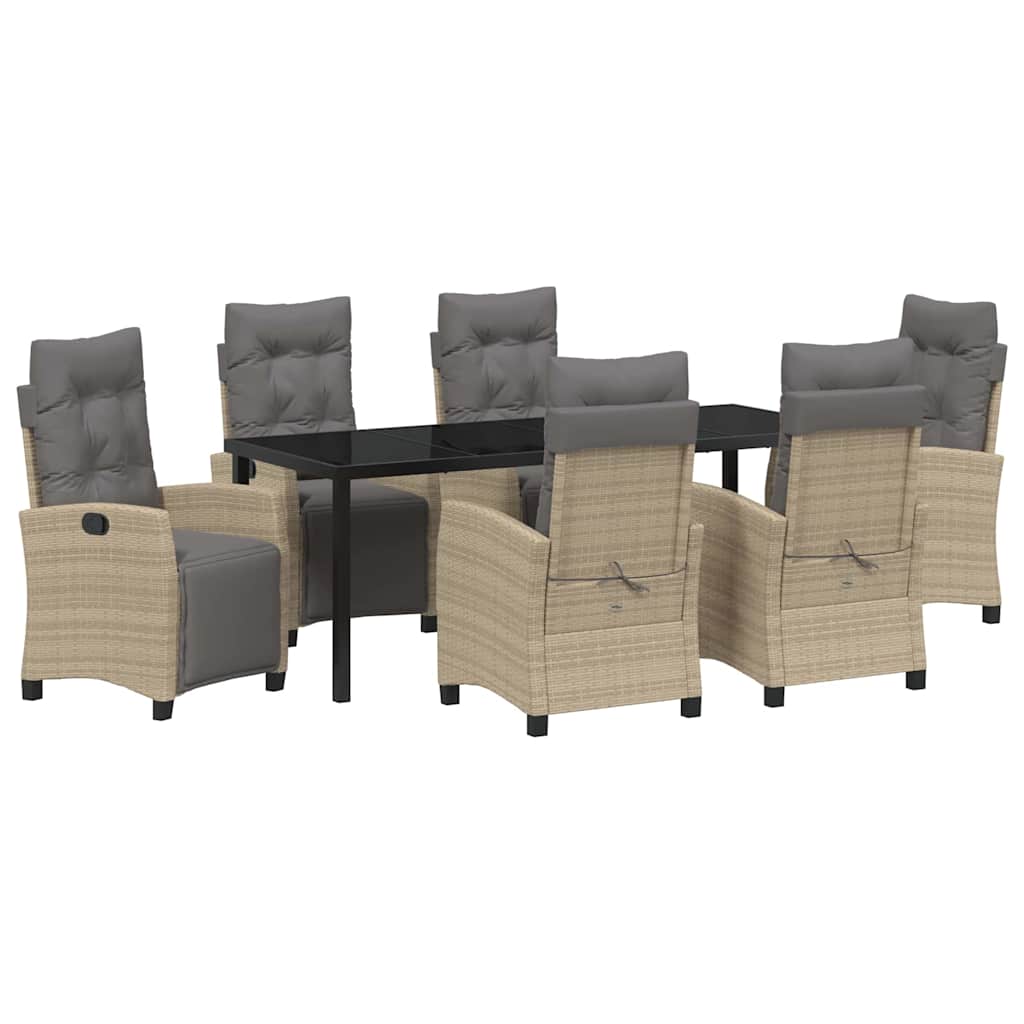vidaXL Zestaw do jadalni w ogrodzie z poduszką 7 pcs Beżowy polirattan
