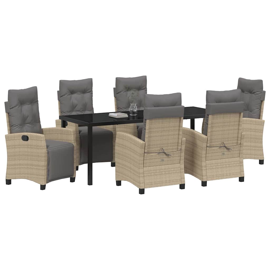 vidaXL Zestaw do jadalni w ogrodzie z poduszką 7 pcs Beżowy polirattan