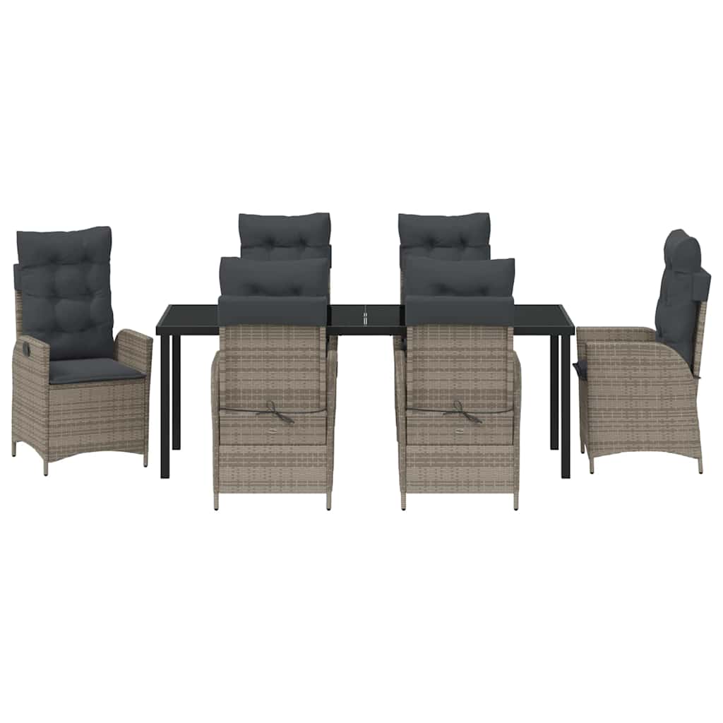 vidaXL Zestaw do jadalni w ogrodzie z poduszką 7 pcs Szary polirattan