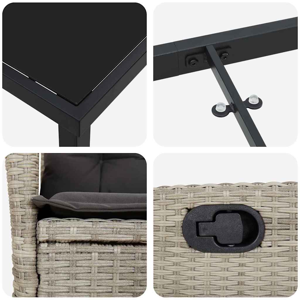 vidaXL Zestaw do jadalni w ogrodzie 3 pcs Jasnoszary polirattan