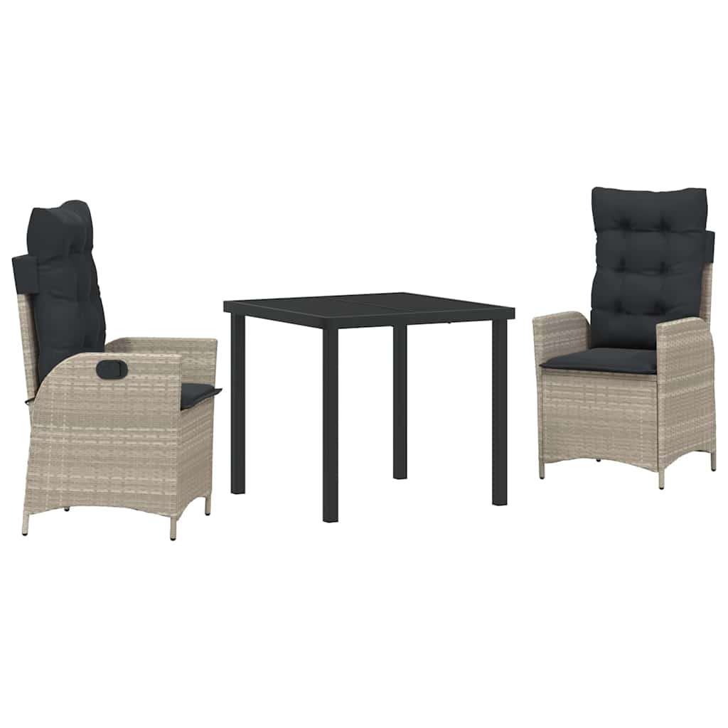 vidaXL Zestaw do jadalni w ogrodzie 3 pcs Jasnoszary polirattan