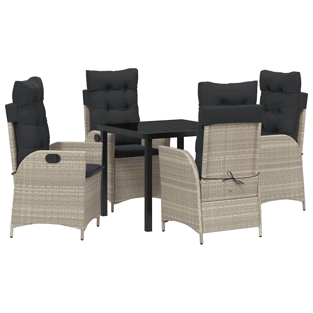 vidaXL Zestaw do jadalni w ogrodzie 5 pcs Jasnoszary polirattan