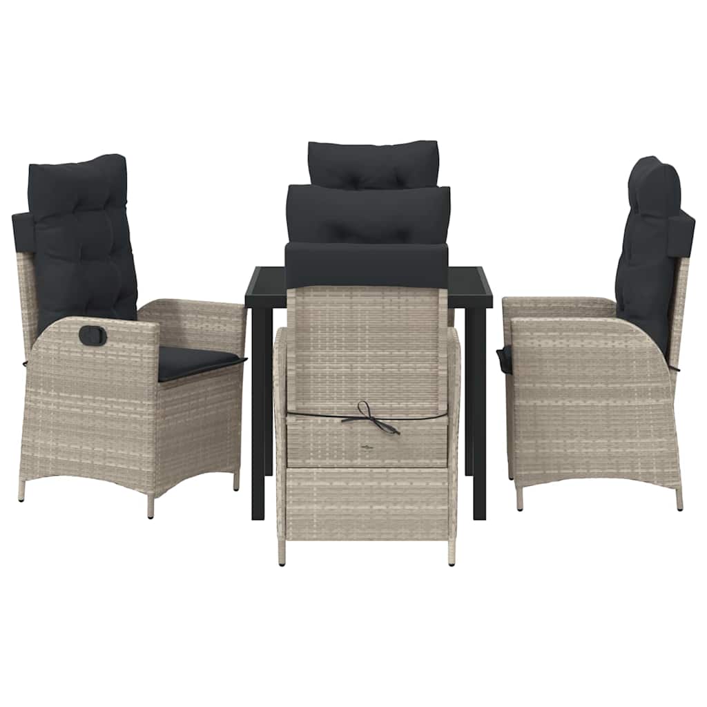 vidaXL Zestaw do jadalni w ogrodzie 5 pcs Jasnoszary polirattan