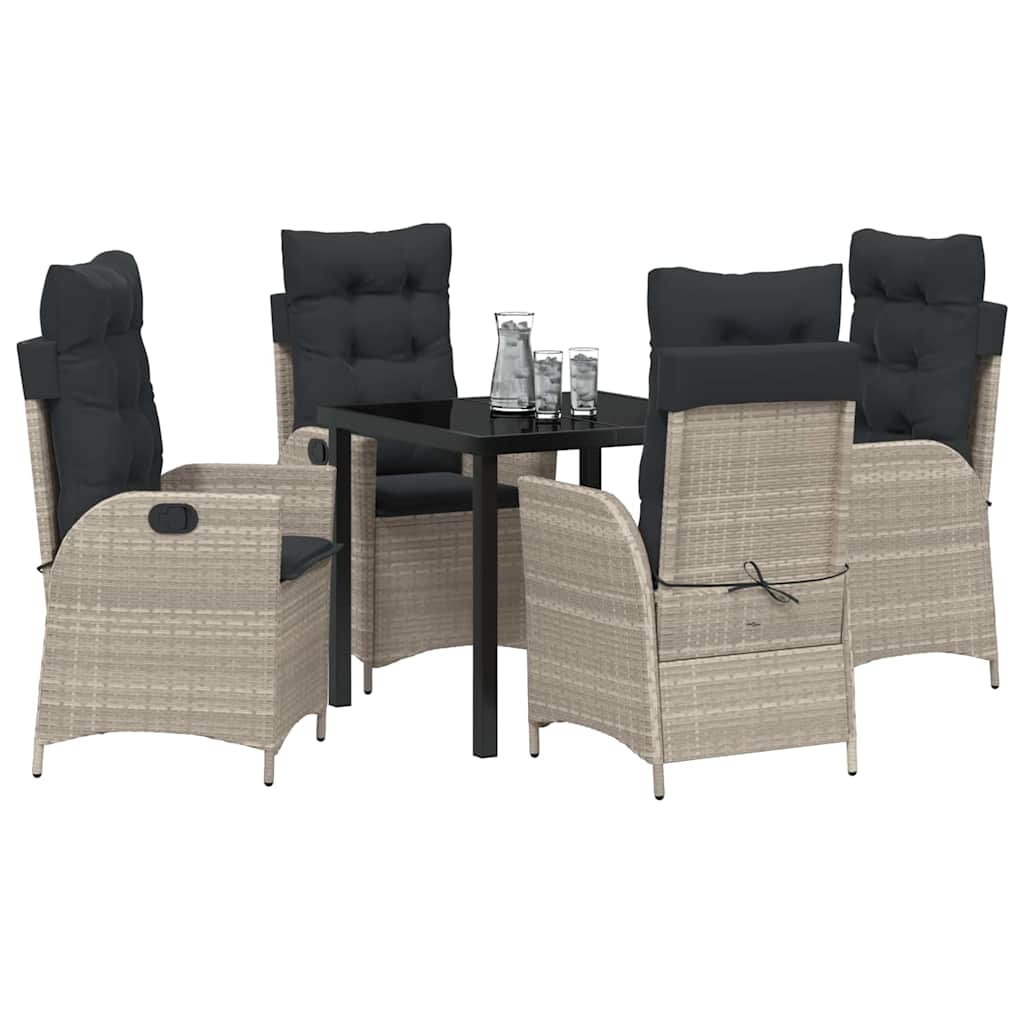 vidaXL Zestaw do jadalni w ogrodzie 5 pcs Jasnoszary polirattan