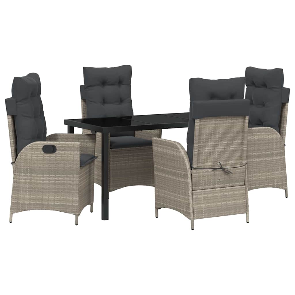vidaXL Zestaw do jadalni w ogrodzie 5 pcs Jasnoszary polirattan