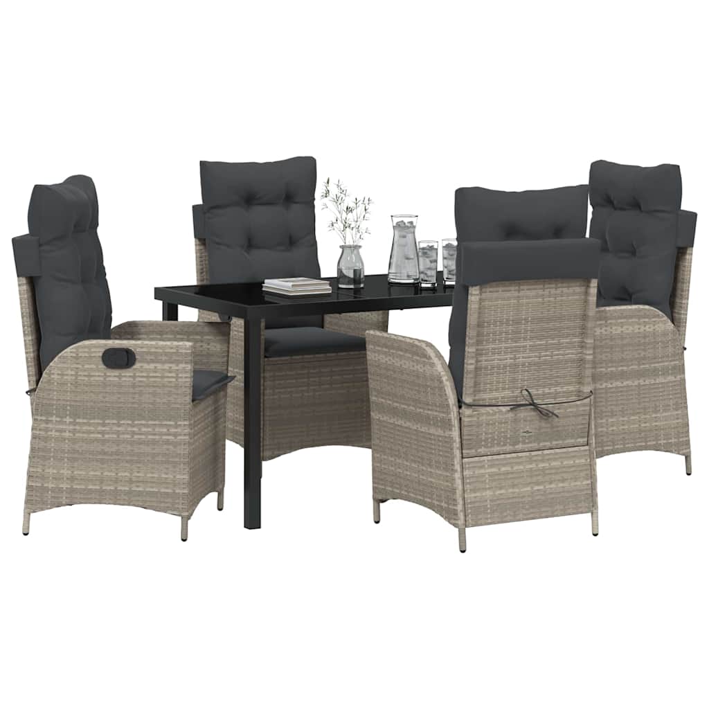 vidaXL Zestaw do jadalni w ogrodzie 5 pcs Jasnoszary polirattan