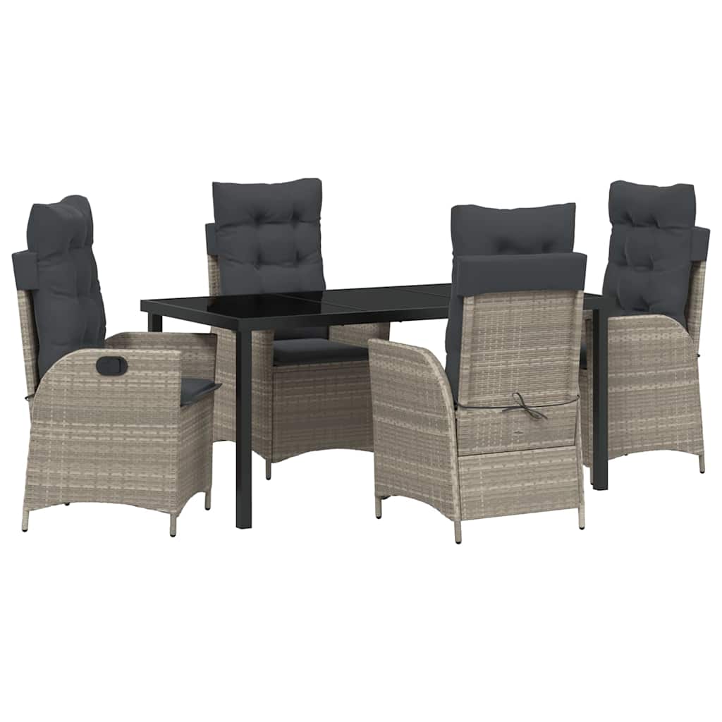 vidaXL Zestaw do jadalni w ogrodzie 5 pcs Jasnoszary polirattan