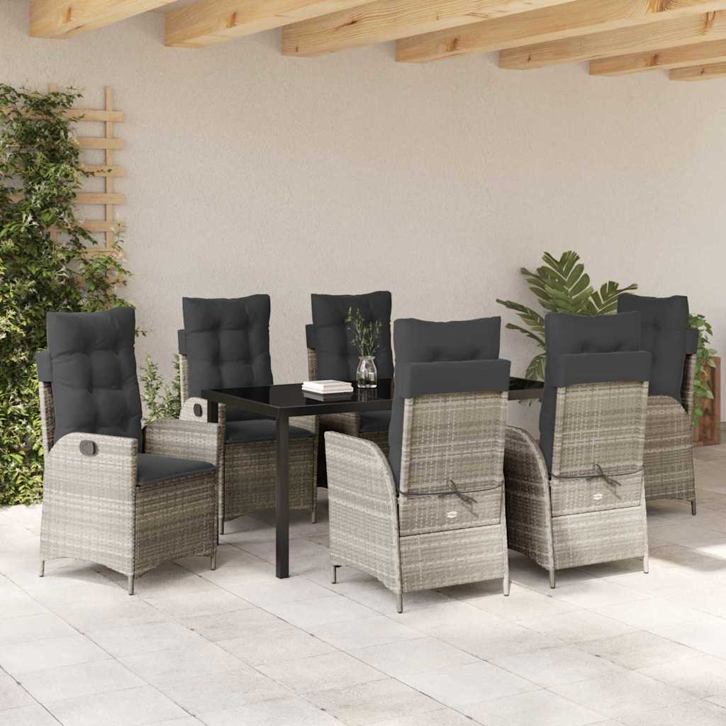 vidaXL Zestaw do jadalni w ogrodzie 7 pcs Jasnoszary polirattan