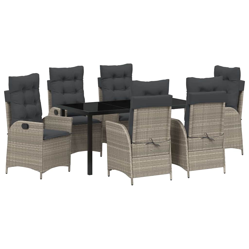 vidaXL Zestaw do jadalni w ogrodzie 7 pcs Jasnoszary polirattan