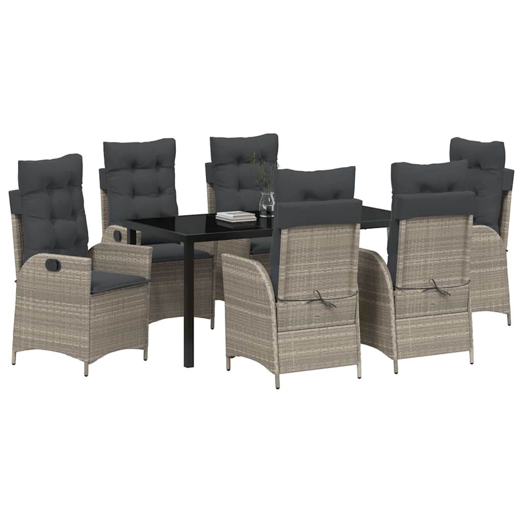 vidaXL Zestaw do jadalni w ogrodzie 7 pcs Jasnoszary polirattan