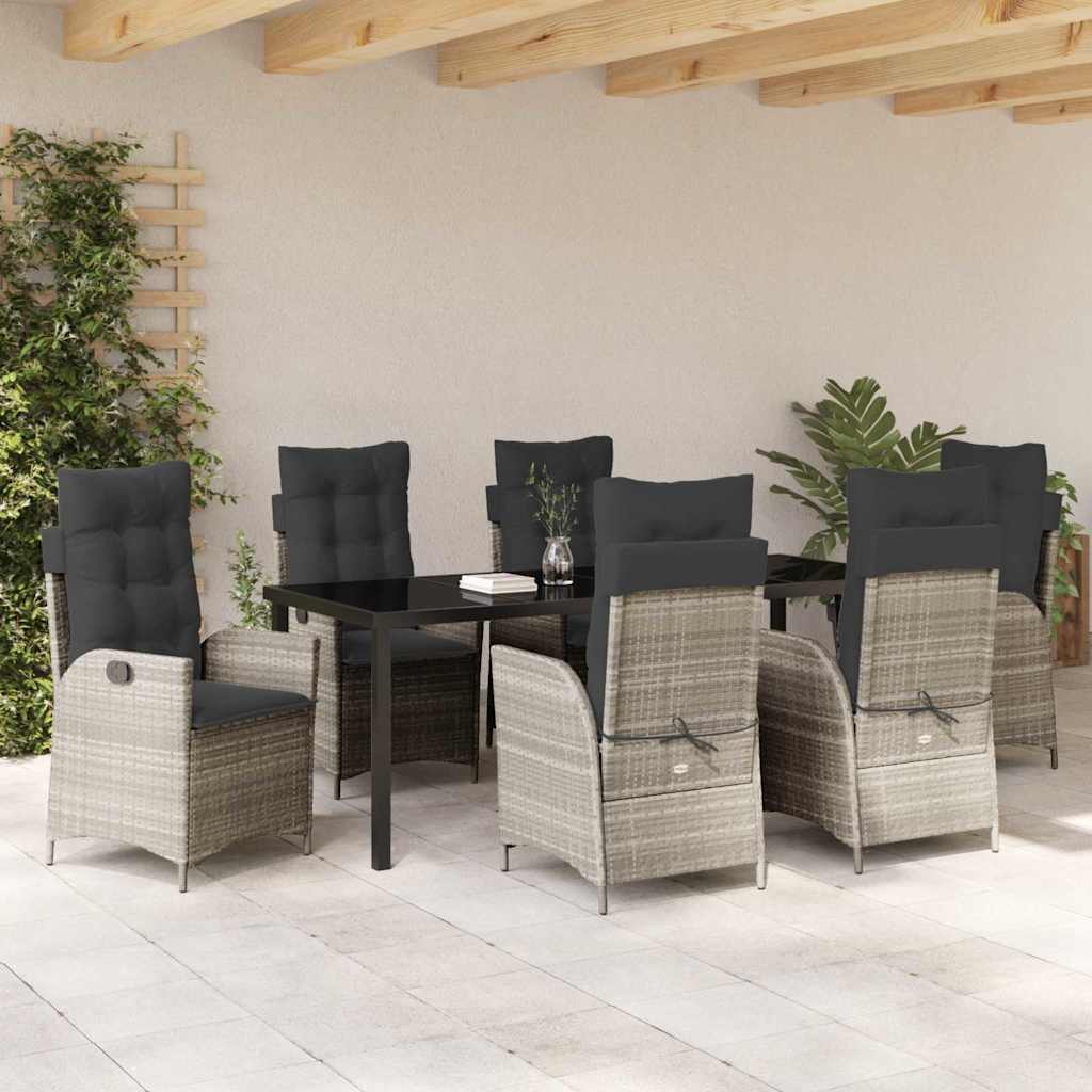 vidaXL Zestaw do jadalni w ogrodzie 7 pcs Jasnoszary polirattan