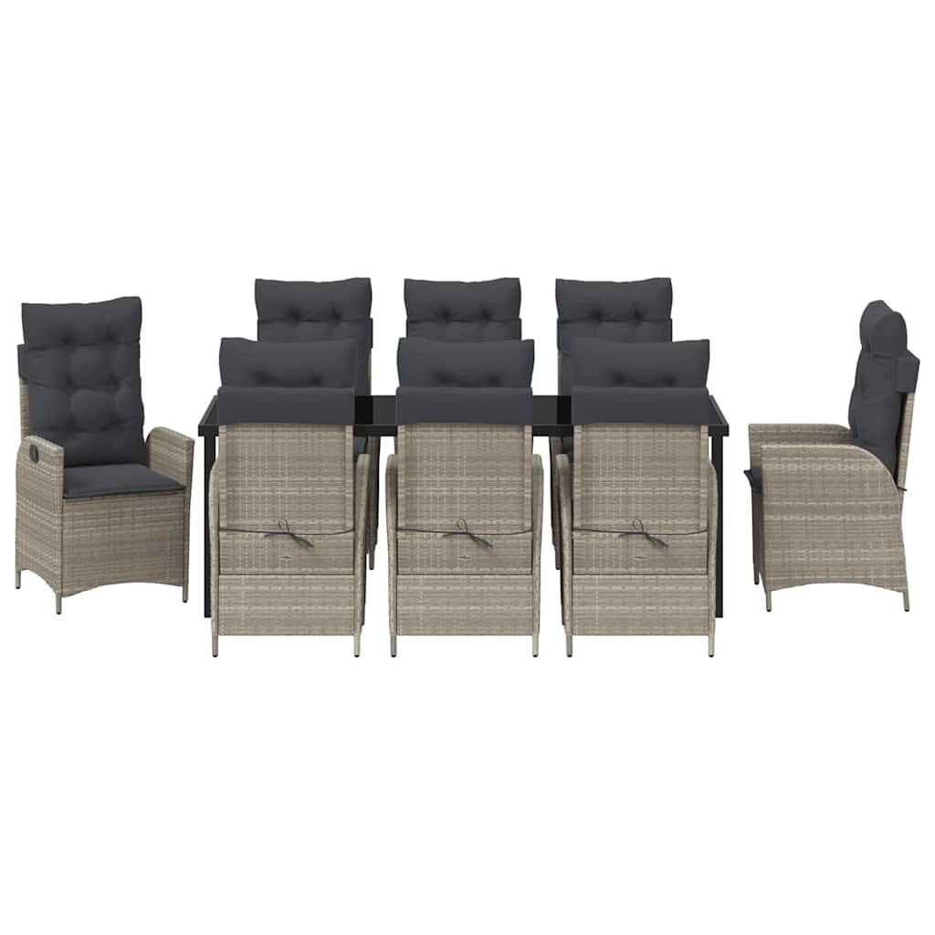 vidaXL Zestaw do jadalni w ogrodzie 9 pcs Jasnoszary polirattan