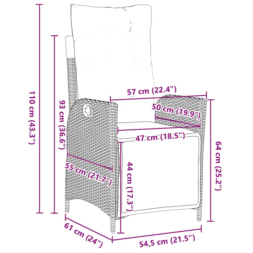 vidaXL Zestaw do jadalni w ogrodzie z poduszką 5 pcs Czarny polirattan