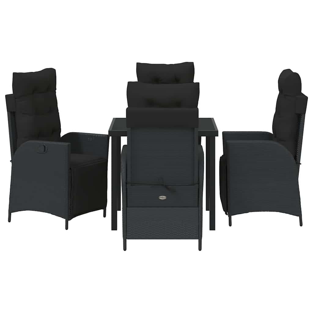 vidaXL Zestaw do jadalni w ogrodzie z poduszką 5 pcs Czarny polirattan