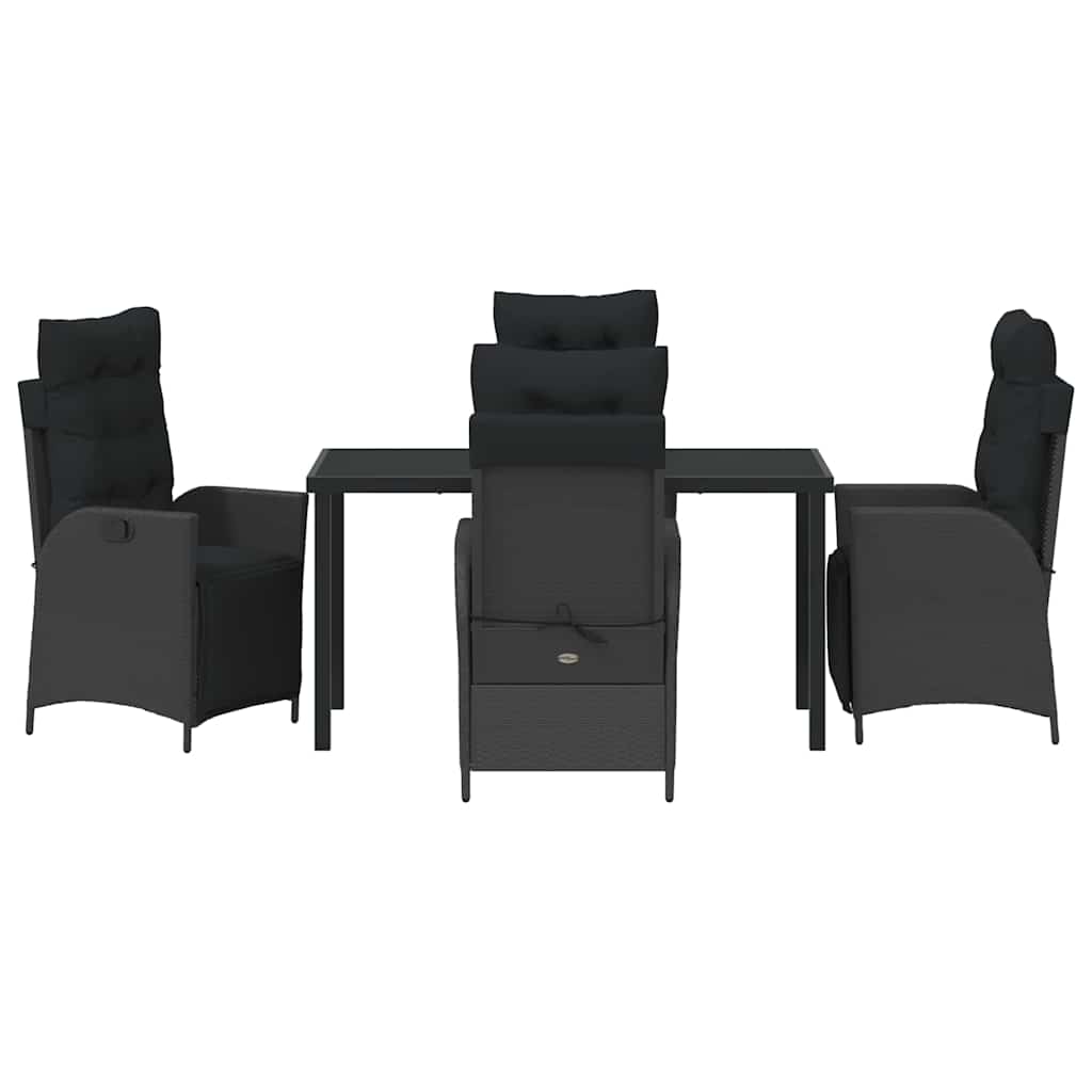 vidaXL Zestaw do jadalni w ogrodzie z poduszką 5 pcs Czarny polirattan