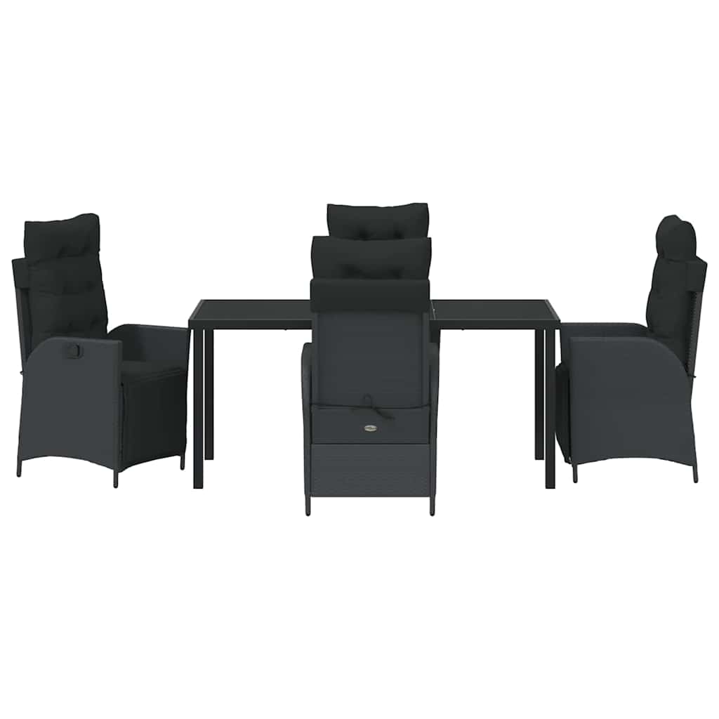 vidaXL Zestaw do jadalni w ogrodzie z poduszką 5 pcs Czarny polirattan