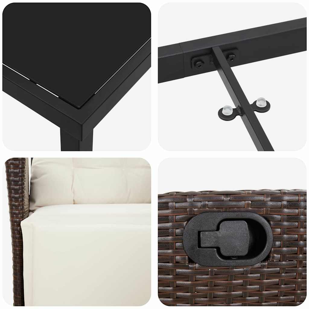 vidaXL Zestaw do jadalni w ogrodzie 3 pcs Brązowy polirattan