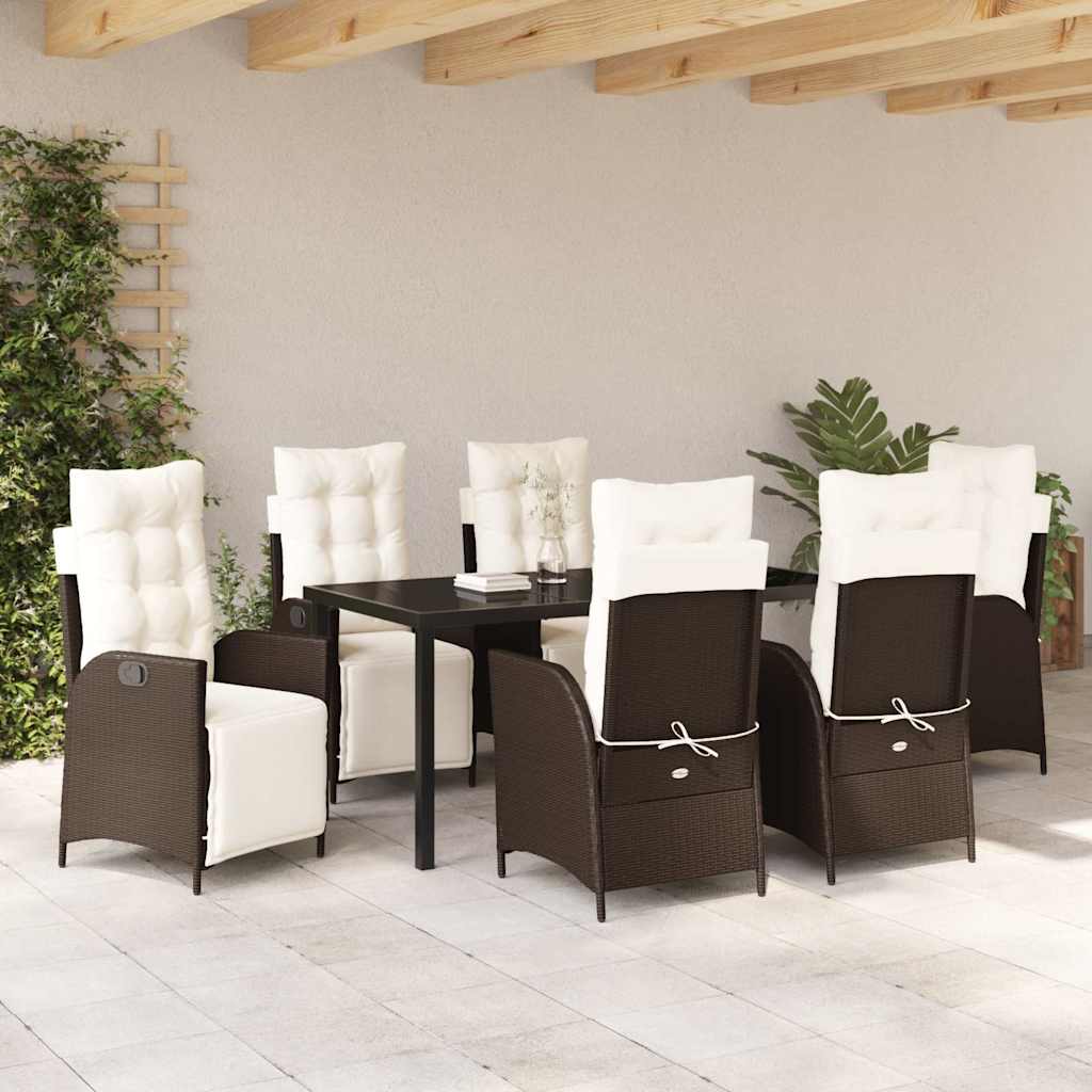 vidaXL Zestaw do jadalni w ogrodzie 7 pcs Brązowy polirattan