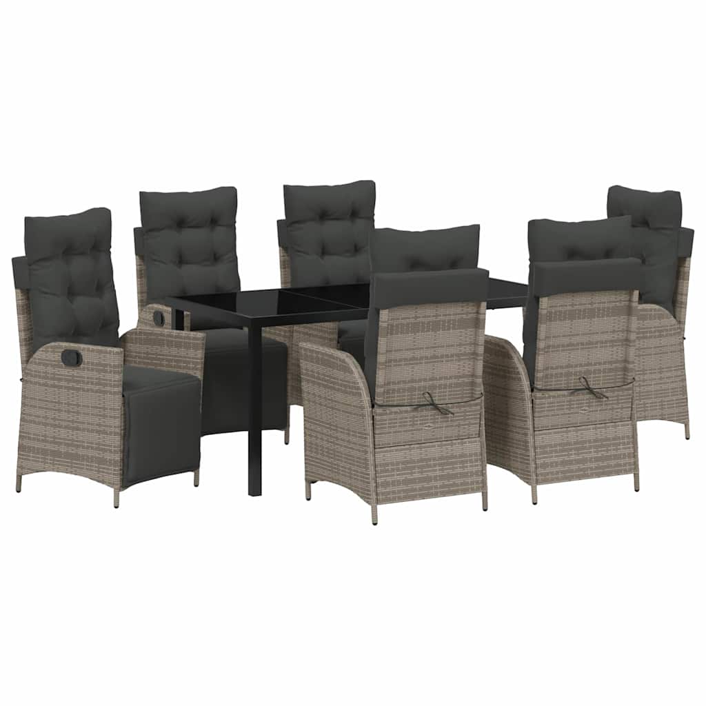 vidaXL Zestaw do jadalni w ogrodzie z poduszką 7 pcs Szary polirattan