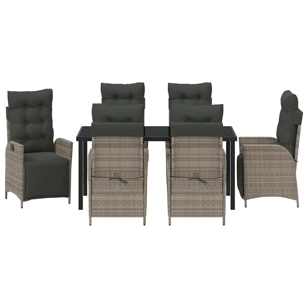 vidaXL Zestaw do jadalni w ogrodzie z poduszką 7 pcs Szary polirattan