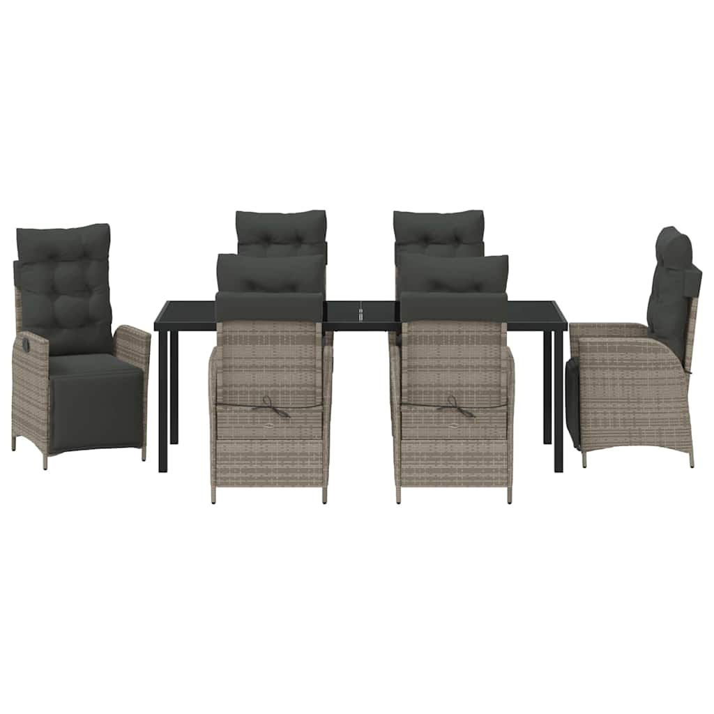 vidaXL Zestaw do jadalni w ogrodzie z poduszką 7 pcs Szary polirattan