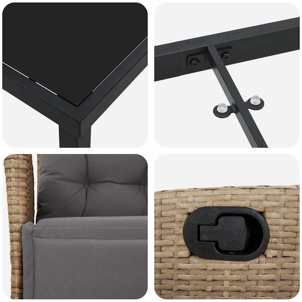 vidaXL Zestaw do jadalni w ogrodzie z poduszką 7 pcs Beżowy polirattan