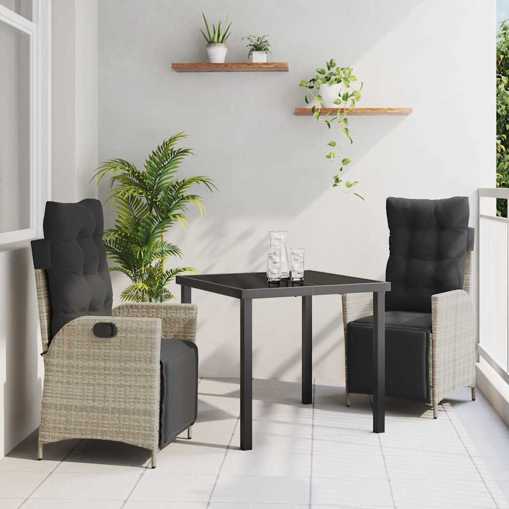 vidaXL Zestaw do jadalni w ogrodzie 3 pcs Jasnoszary polirattan
