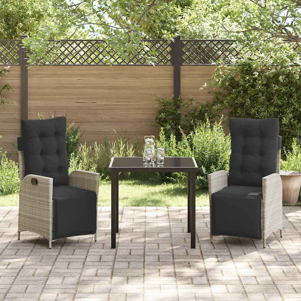 vidaXL Zestaw do jadalni w ogrodzie 3 pcs Jasnoszary polirattan