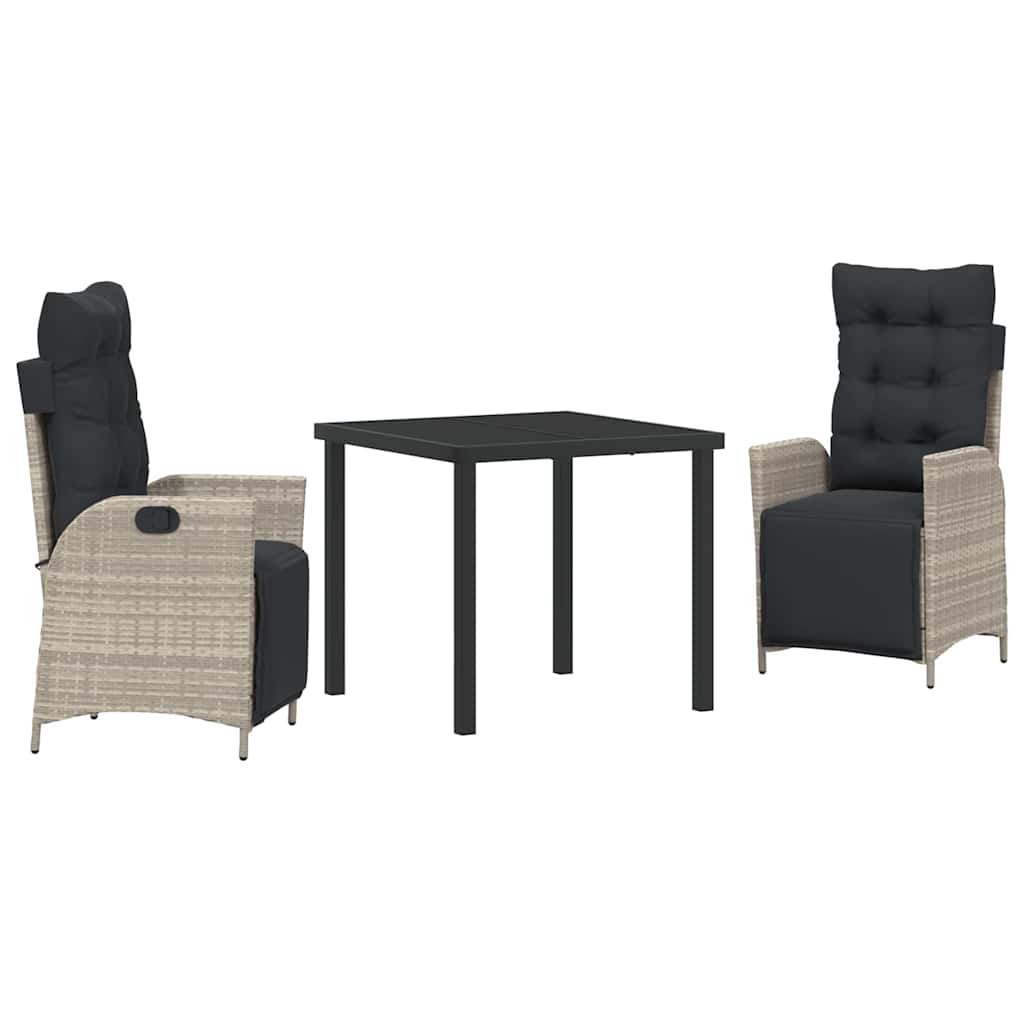 vidaXL Zestaw do jadalni w ogrodzie 3 pcs Jasnoszary polirattan