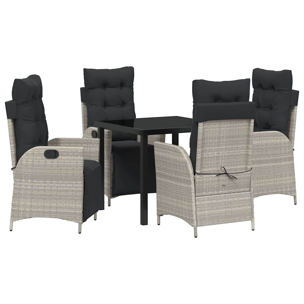 vidaXL Zestaw do jadalni w ogrodzie 5 pcs Jasnoszary polirattan