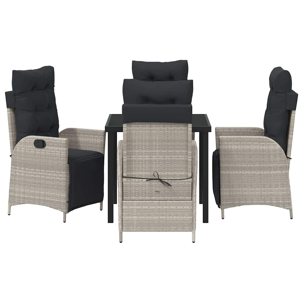 vidaXL Zestaw do jadalni w ogrodzie 5 pcs Jasnoszary polirattan