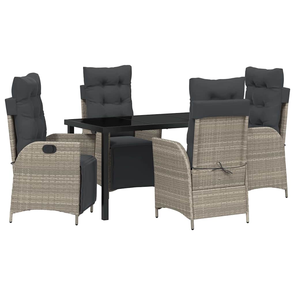 vidaXL Zestaw do jadalni w ogrodzie 5 pcs Jasnoszary polirattan