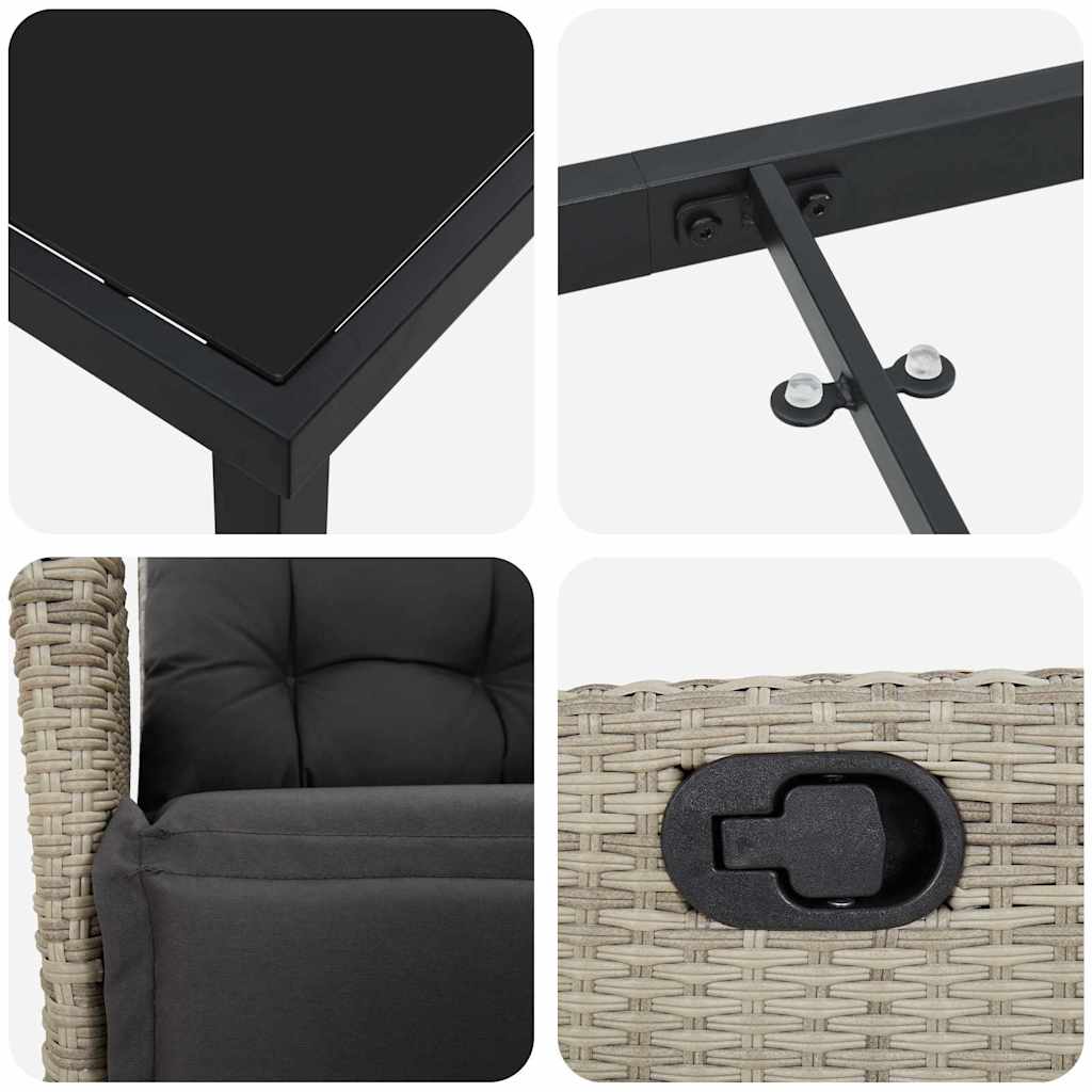 vidaXL Zestaw do jadalni w ogrodzie 5 pcs Jasnoszary polirattan