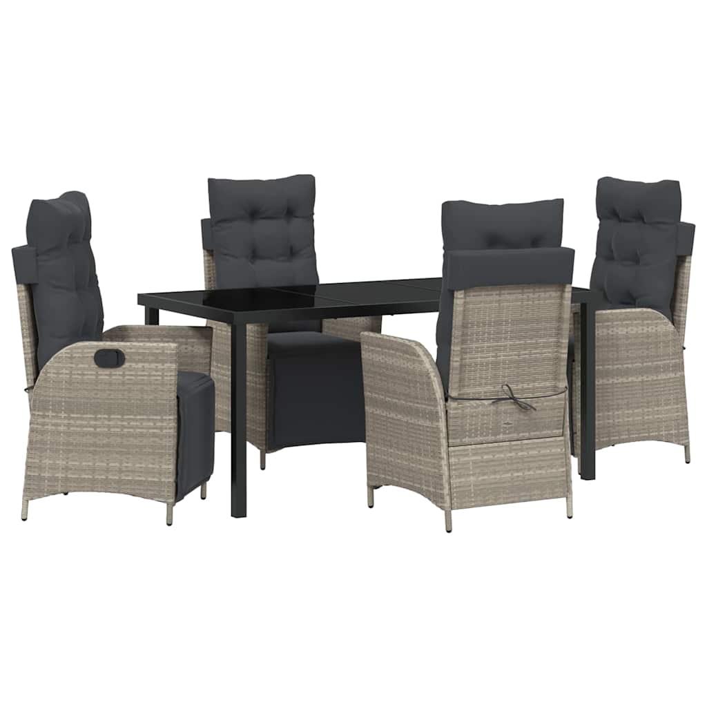 vidaXL Zestaw do jadalni w ogrodzie 5 pcs Jasnoszary polirattan