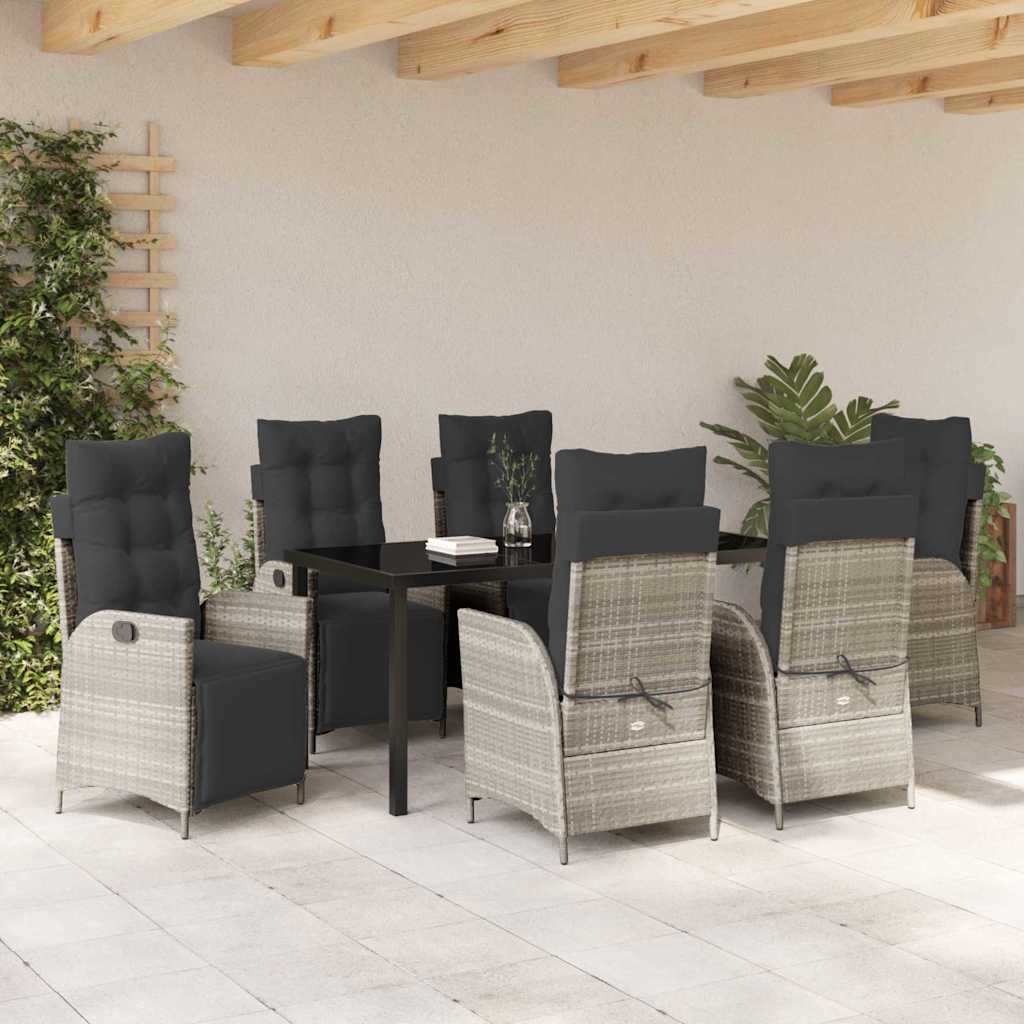 vidaXL Zestaw do jadalni w ogrodzie 7 pcs Jasnoszary polirattan
