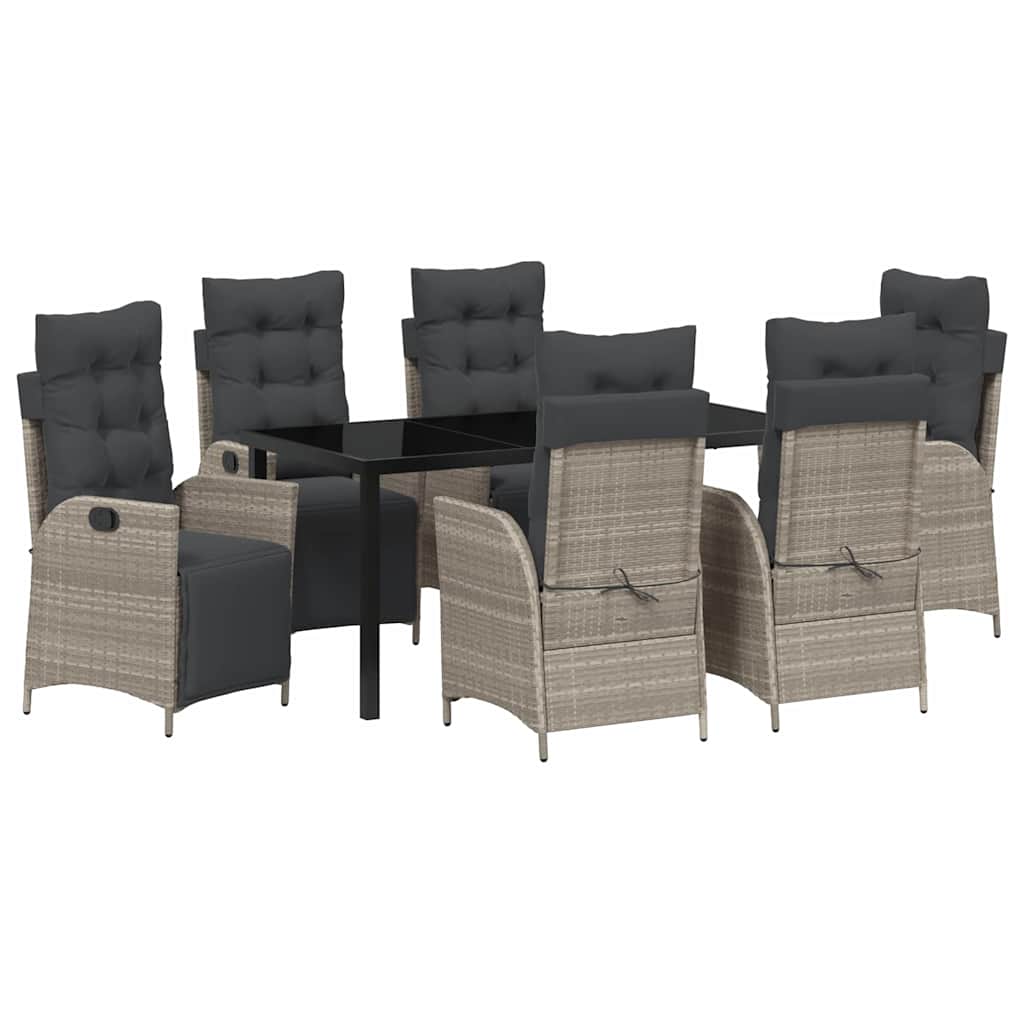 vidaXL Zestaw do jadalni w ogrodzie 7 pcs Jasnoszary polirattan