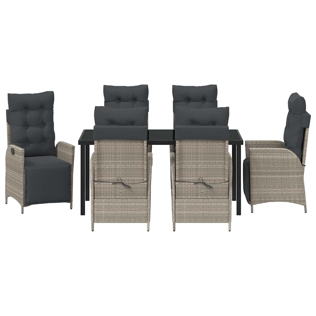 vidaXL Zestaw do jadalni w ogrodzie 7 pcs Jasnoszary polirattan